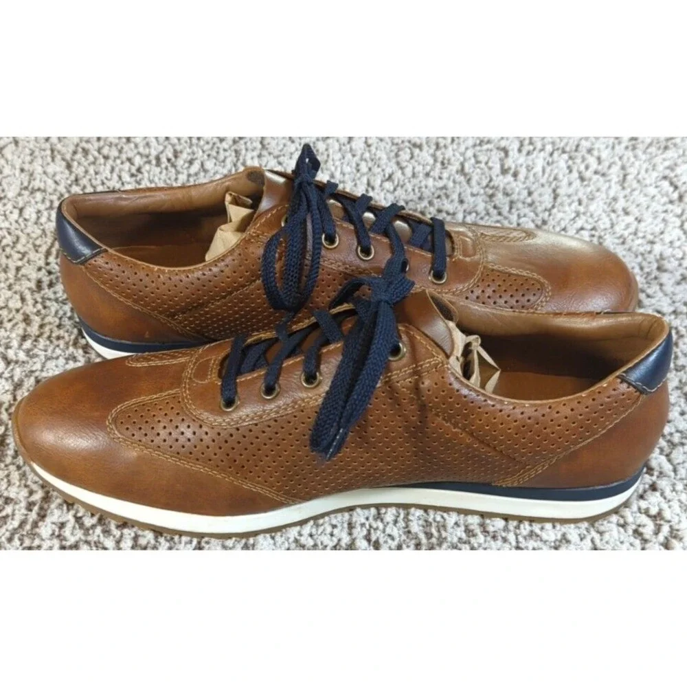 Rieker‎ Men's Brown Leather Almond Toe Lace-Up Loafer Size EU45 USA 11.5